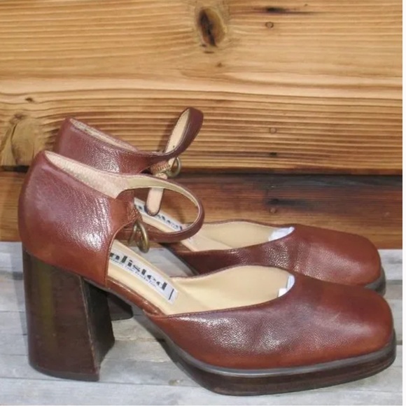 Vintage Shoes Vintage Y2k Brown Chunky Heel Shoes Poshmark